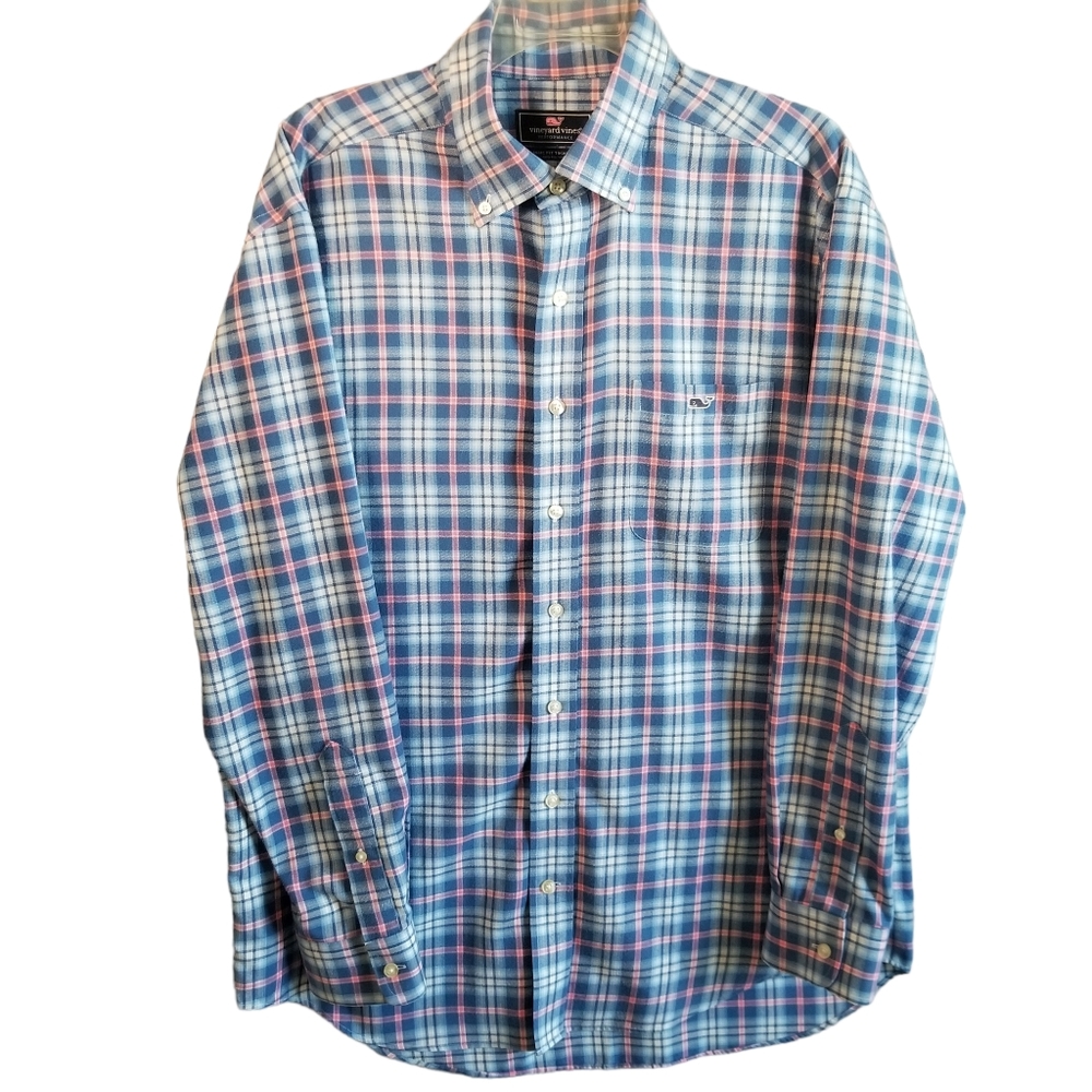 Vineyard Vines Shirt Mens Large Performance Classic Fit Tucker Plaid Long Sleeve